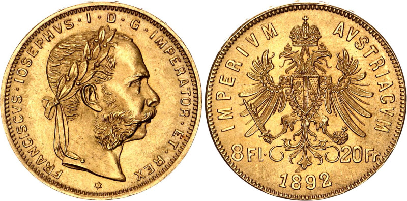Austria 8 Florin / 20 Francs 1892 Restrike

KM# 2269, N# 17723; Gold (.900) 6....