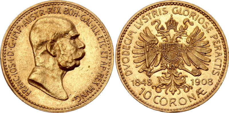 Austria 10 Corona 1908

KM# 2810, N# 33243; Gold (.900) 3.39 g.; Franz Joseph ...