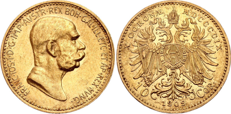 Austria 10 Corona 1909

KM# 2815, N# 14762; Gold (.900) 3.38 g.; Franz Joseph ...