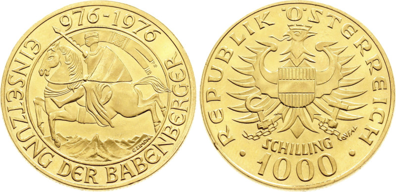 Austria 1000 Schilling 1976

KM# 2933, Fr# 909, N# 33405; Gold (.900) 13.50 g....
