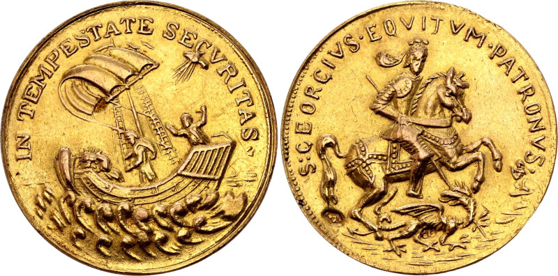Hungary Gold Religious Medal "S. Georgius Equitum Patronus / In Tempestate Secur...