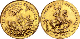 Hungary Gold Religious Medal "S. Georgius Equitum Patronus / In Tempestate Securitas" 19th Century (ND)