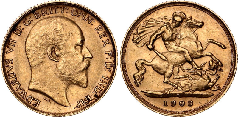 Australia 1/2 Sovereign 1903 S

KM# 14, N# 17318; Gold (.900) 3.99 g.; Edward ...