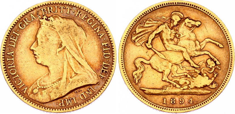 Great Britain 1/2 Sovereign 1894

KM# 784, Sp# 3878, N# 13219; Gold (.917) 3.9...