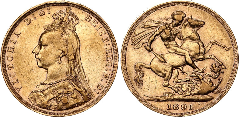 Great Britain 1 Sovereign 1891

KM# 767, N# 12816; Gold (.900) 7.99 g.; Victor...