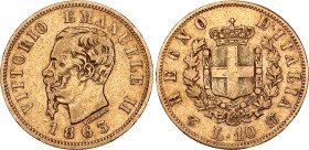 Italy 10 Lire 1863 T BN