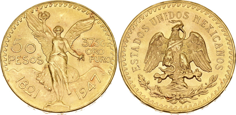 Mexico 50 Pesos 1947

KM# 481, N# 15038; Gold (.900) 41.67 g.; 100th Anniversa...