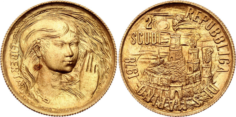 San Marino 2 Scudi 1978

KM# 87, N# 94752; Gold (.917) 6 g.; Freedom; Rome Min...