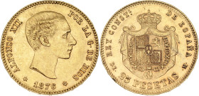 Spain 25 Pesetas 1876 (*1876) DEM