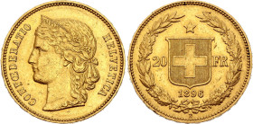 Switzerland 20 Francs 1896 B