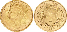 Switzerland 20 Francs 1935 LB Restrike