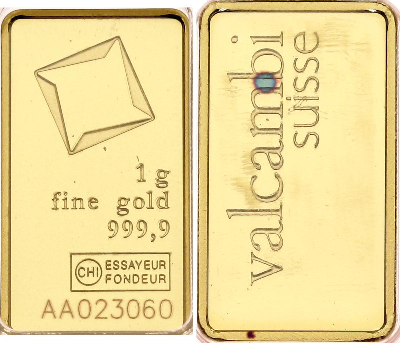 Switzerland 1 Gramm Gold Bar "Valcambi Suisse" (ND)

Gold (.999) 1 g.; Valcamb...