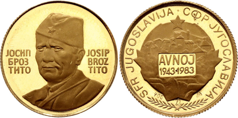 Yugoslavia Gold Medal "Broz Tito - 40th Anniversary of 2nd AVNOJ Meeting in Jajc...
