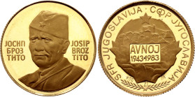 Yugoslavia Gold Medal "Broz Tito - 40th Anniversary of 2nd AVNOJ Meeting in Jajce" 1983