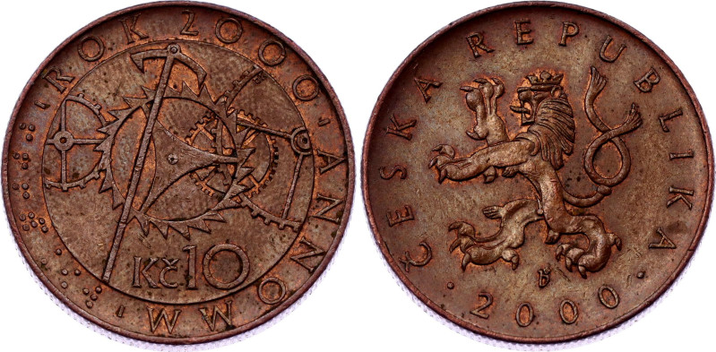 Czech Republic 10 Korun 2000

KM# 42, N# 6667; Copper plated Steel; Millenium;...