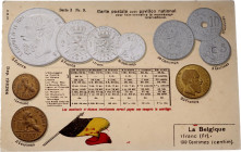 Belgium Post Card "Coins of Belgium" 1904 - 1912 (ND)