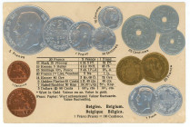 Belgium Post Card "Coins of Belgium" 1912 - 1937 (ND)