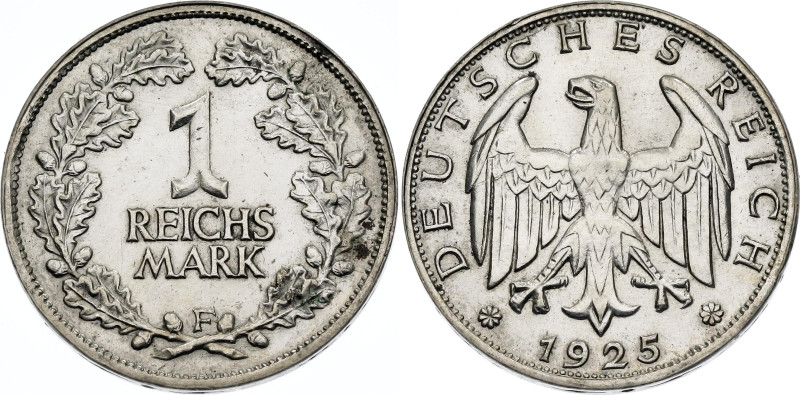 Germany - Weimar Republic 1 Reichsmark 1925 F

KM# 44, AKS# 35, J. 319, N# 155...
