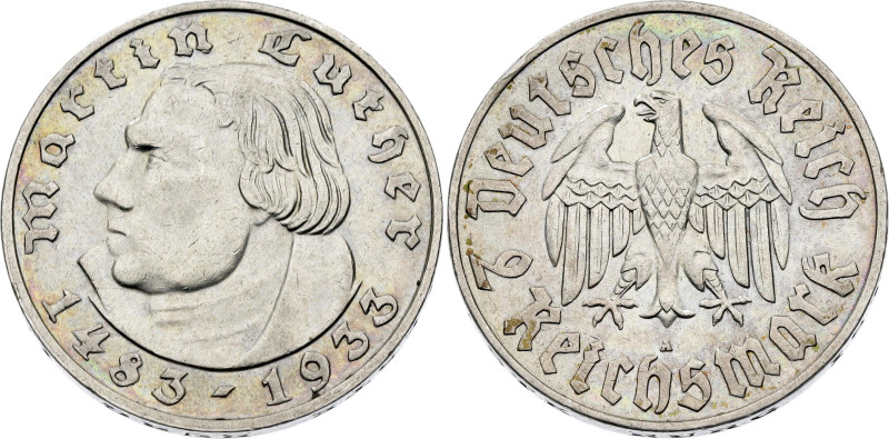 Germany - Third Reich 2 Reichsmark 1933 A

KM# 79, AKS# 92, J. 352, N# 8564; S...