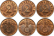 Germany - Third Reich 3 x 2 Reichspfennig 1939 B