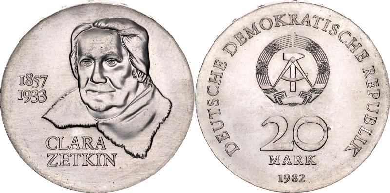 Germany - DDR 20 Mark 1982

KM# 88, N# 43365; Silver; 125th Anniversary - Birt...