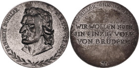 Germany - FRG White Metal Medal "150th Anniversary of Friedrich Schiller's Death" 1955