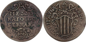 Italian States Papal States Ferrara 1/2 Baiocco 1745
