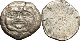 Etruria. Coastal Etruria, Populonia. AR 20 units, 4th century BC. D/ Gorgoneion. R/ Blank. HN Italy 152. AR. g. 7.07 mm. 20.00 Toned. F.