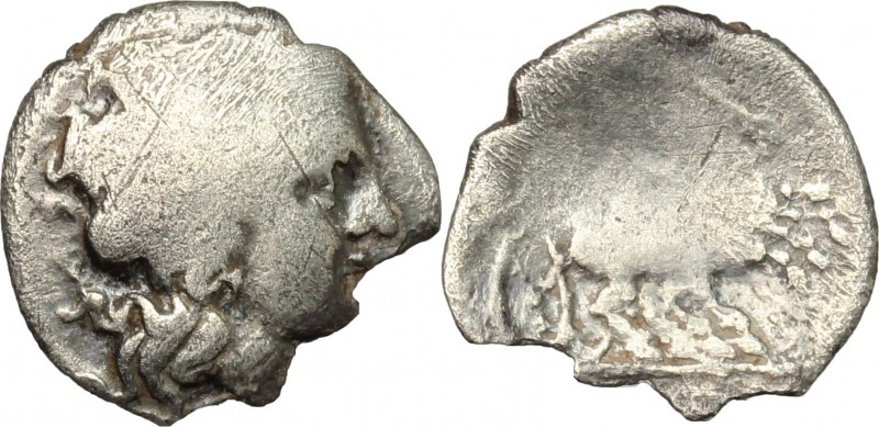 Greek Italy. Central and Southern Campania, Neapolis. AR Triobol, 300-275 BC. D/...