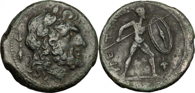 Greek Italy. Bruttium, The Brettii. AE unit, c. 211-208 BC. Fourth coinage. D/ H...