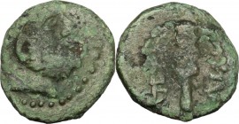 Greek Italy. Bruttium, Petelia. AE, late 3rd century BC. D/ Bearded head of Heracles right. R/ Club. HN Italy 2459. AE. g. 1.08 mm. 11.00 R. Green pat...