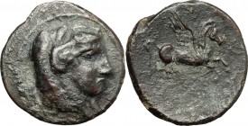 Sicily. Cephaloedium. AE, 344-336 BC. D/ Head of Heracles right, wearing lion's skin. R/ Pegasus flying right. CNS I, 4. AE. g. 1.40 mm. 14.00 About V...