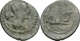 Sicily. Centuripae. AE Hexas, 344-336 BC. D/ Head of Demeter right; behind, stalk of grain. R/ Plough left; on share, bird; behind, two pellets. CNS I...