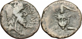 Sicily. Iaitos. Roman Rule. AE after 241 BC. D/ Head of Heracles right, wearing lion's skin. R/ Gorgoneion on centre of triskeles. CNS I, 7. RPC I, 64...