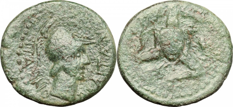 Sicily. Panormos. Roman Rule. AE, after 241 BC. D/ Head of Athena right, helmete...
