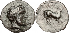 Sicily. Solous. AE, 300-241 BC. D/ Bearded male head right. R/ Horse prancing right. CNS I, 16. AE. g. 1.44 mm. 15.50 Rare. About VF/Good F.