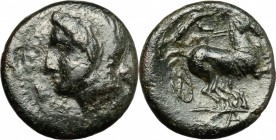Sicily. Syracuse. Agathokles (317-289 BC). AE. D/ Head of Persephone left. R/ Nike in biga right. CNS II, 125. AE. g. 3.78 mm. 16.50 About VF/Good F.