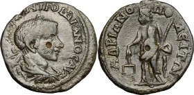 Gordian III (238-244). AE, Thrace, Hadrianopolis mint, 238-244. D/ Bust of Gordian right, laureate, draped, cuirassed. R/ Nemesis standing left, holdi...