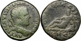 Caracalla (198-217). AE, Thrace, Serdica mint, 198-217. D/ Bust of Caracalla right, laureate. R/ Tyche standing left, wearing kalathos; holding rudder...