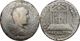 Ionia, Magnesia ad Maeandrum. Caracalla (198-217). AE, 198-217. D/ Bust of Caracalla right, laureate, draped, cuirassed. R/ Statue of Artemis Leucophr...