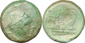 Anonymous semilibral series. AE Semuncia, 206-195 BC. D/ Head of Mercury right. R/ Prow right. Cr. 38/7. AE. g. 6.69 mm. 21.00 Lovely light green pati...