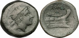 Anonymous post-semilibral series. AE Semuncia, 215-212 BC. D/ Head of Mercury right. R/ Prow right. Cr. 41/12. AE. g. 6.97 mm. 20.00 The early AE semu...