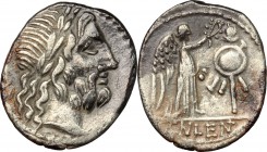 Cn. Cornelius Lentulus Clodianus. AR Quinarius, 88 BC. D/ Head of Jupiter right, laureate. R/ Victoria standing right; crowning trophy. Cr. 345/2. AR....