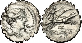 Ti. Claudius Ti. f. Ap. n. Nero. AR Denarius serratus, 79 BC. D/ Head of Diana right. R/ Victoria in biga right. Cr. 383/1. AR. g. 3.75 mm. 20.00 Good...