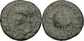 Tiberius (14-37). AE As, 35-36. D/ Head of Tiberius left, laureate. R/ Rudder placed vertically across globe; to right, small globe. RIC 58. AE. g. 11...