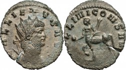Gallienus (253-268). BI Antoninianus, 260-268. D/ Head of Gallienus right, radiate. R/ Centaur walking left; holding globe and trophy. RIC 164. BI. g....