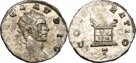 Claudius II Gothicus (268-270). BI Antoninianus, Mediolanum mint, 270 AD. D/ Head of Claudius right, radiate. R/ Altar. RIC 261. BI. g. 3.09 mm. 20.00...