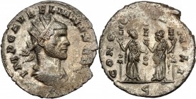 Aurelian (270-275). BI Antoninianus, Mediolanum mint, 270-275. D/ Bust of Aurelian right, radiate, draped. R/ Two Concordiae standing facing each othe...