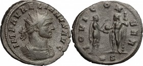 Aurelian (270-275). BI Antoninianus, Siscia mint, 270-275. D/ Bust of Aurelian right, radiate, cuirassed. R/ Emperor standing right, holding scepter; ...