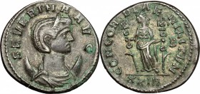 Severina, wife of Aurelian (270-275). BI Antoninianus, 270-275. D/ Bust of Severina right on crescent, diadmed. R/ Concordia standing left, holding an...